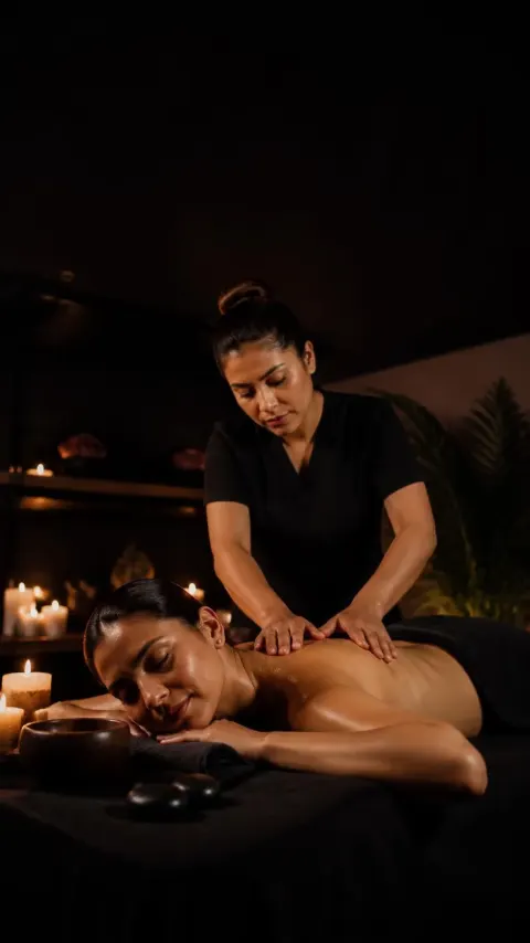 Terapeuta dando un masaje relajante en un spa